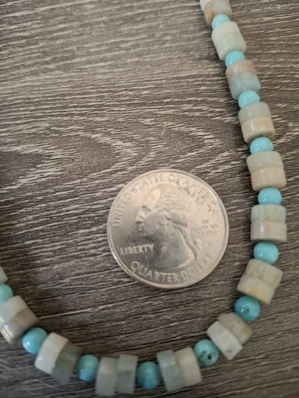 Heishi Amazonite And Turquoise Natural Stone Beads Sterling Silver 16